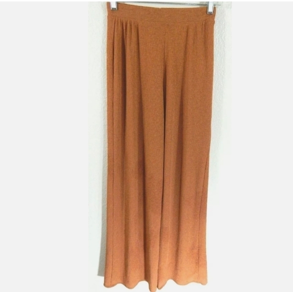 Zara Basic Textured Knit High Waist Wide Leg Pants - Picture 1 of 3